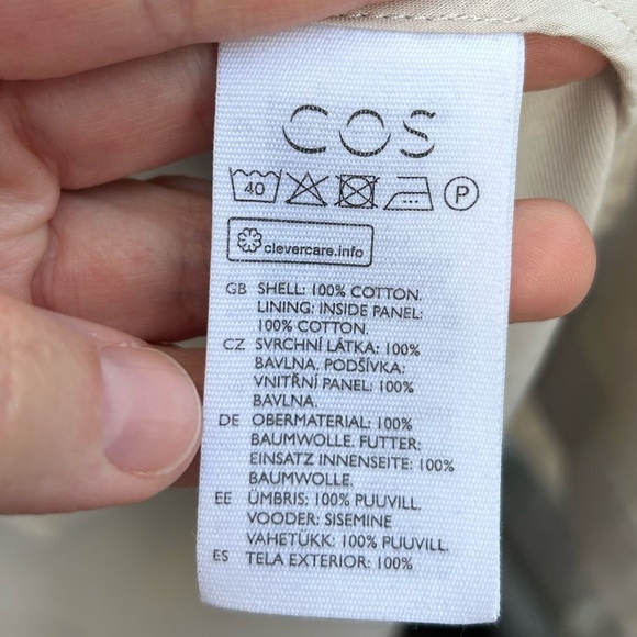 COS Organic Cotton Collarless Coat, Small - Picture 11 of 11